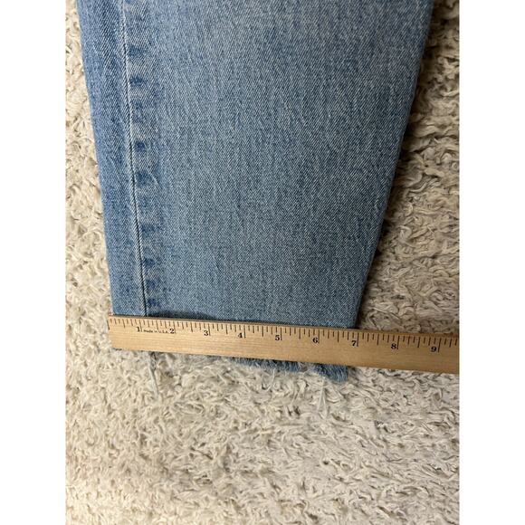 Levis Jeans Womens 31 Light Blue Denim Button Fly Stretch Raw Hem Straight 31x26 - Picture 2 of 11
